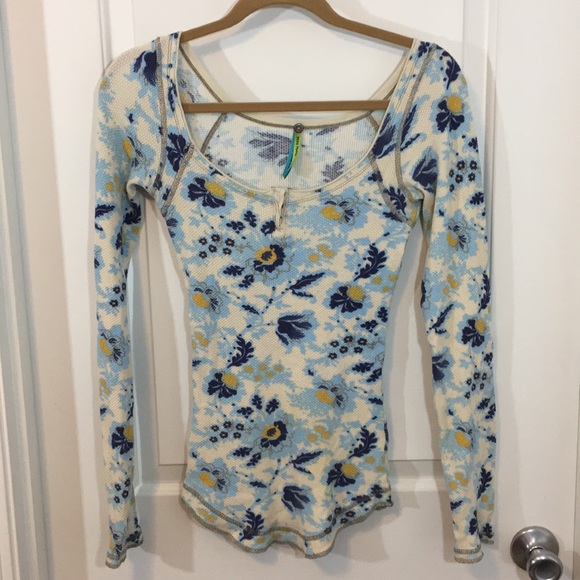 Free People Tops - Free People Floral Henley Thermal